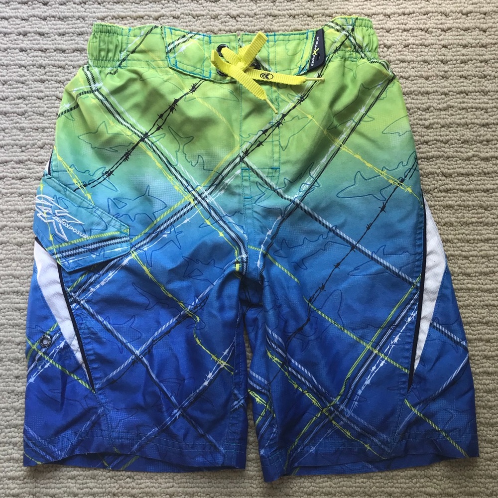 EUC! ZeroXposur Boys Shark Patterned Swim Trunks